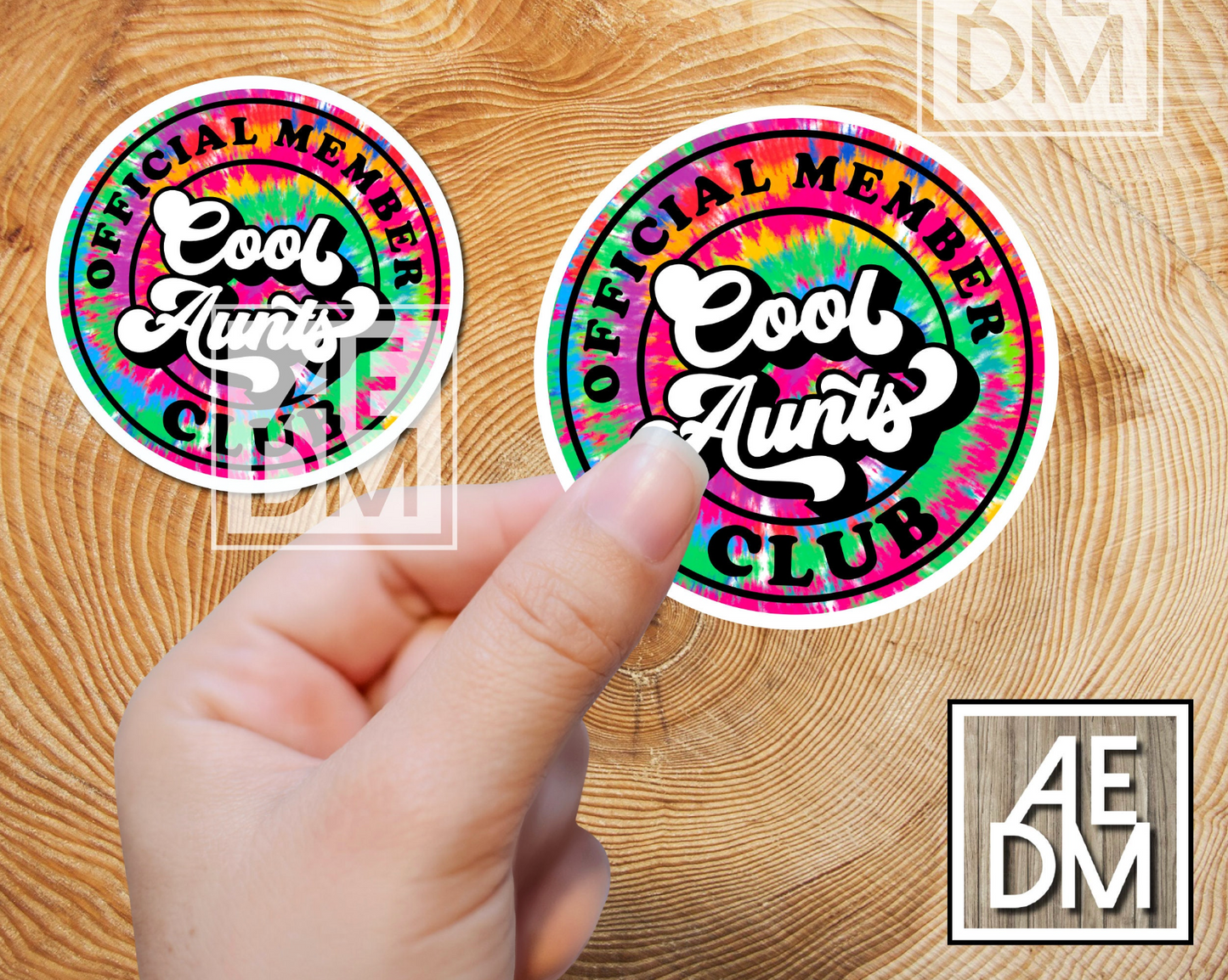 Cool Aunts Club Sticker Tie Dye Retro Font Vinyl Die Cut