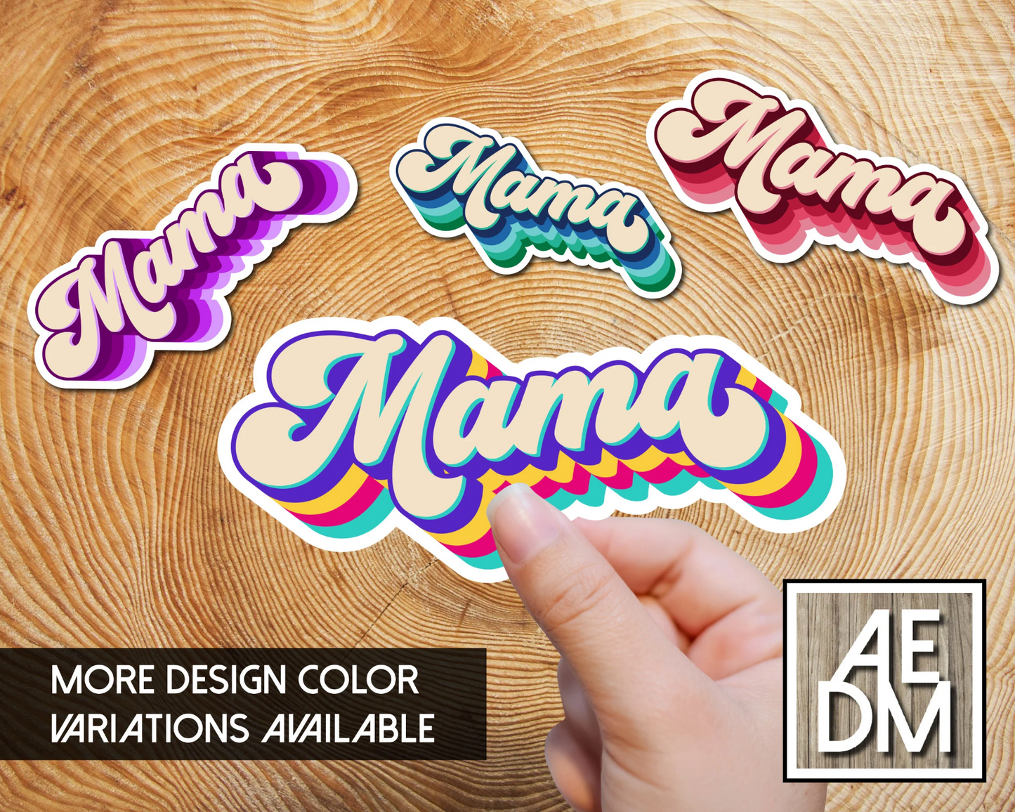 Mama Sticker Retro Customizable Colors Vinyl Kiss Cut