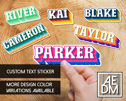 Personalized Sticker Varsity Font Customizable Colors Vinyl