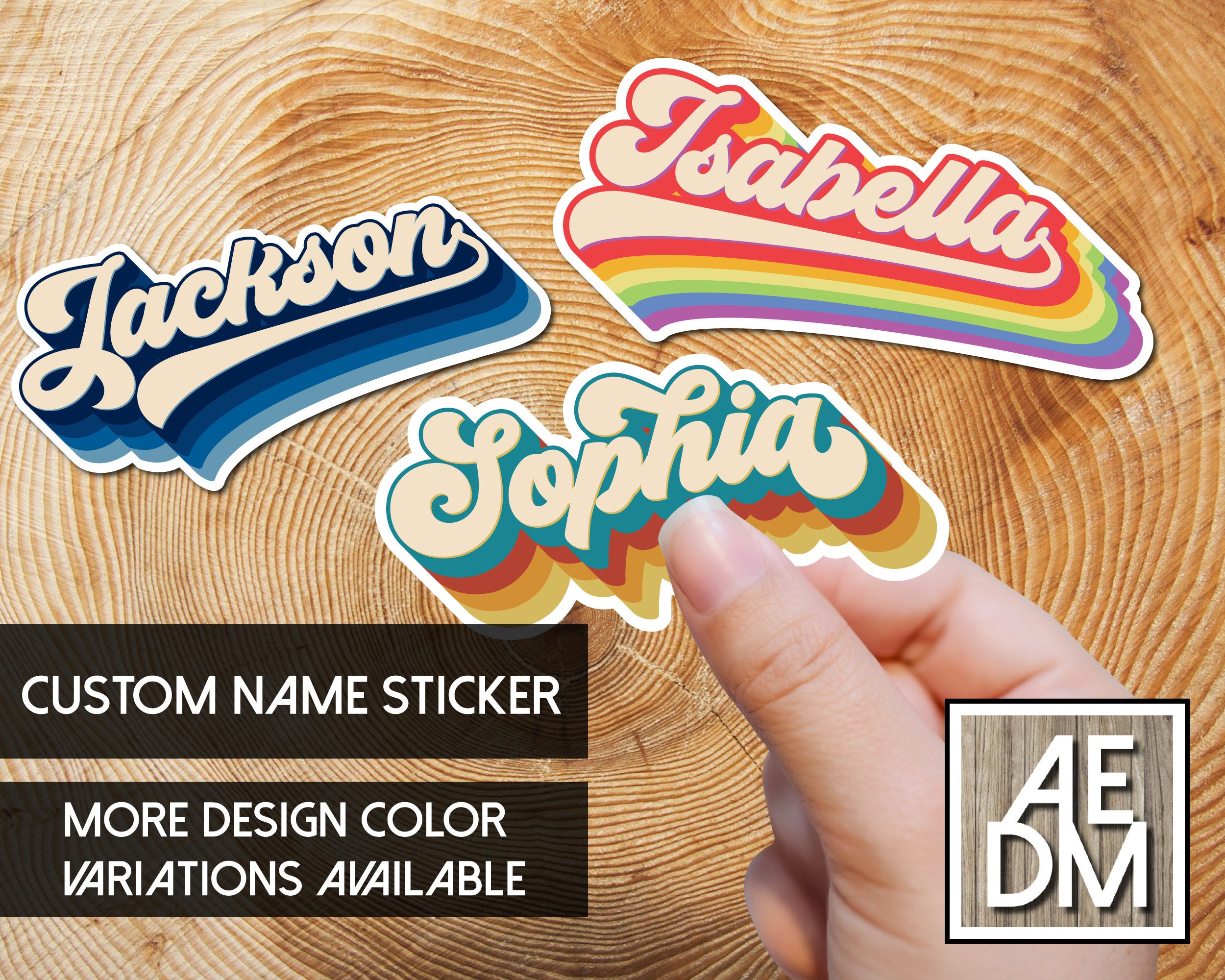 Copy Name Sticker Style Personalized Sticker Retro Style Customizable Colors Font Vinyl Kiss C ...