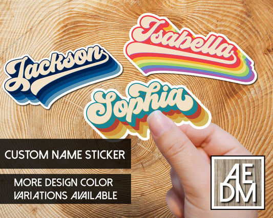 Personalized Sticker Retro Style Customizable Colors Font Vinyl Kiss Cut