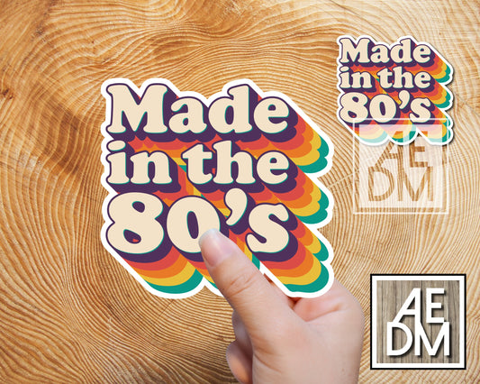 Made in the 80s Baby Sticker Bubble Font Customizable Colors Vinyl
