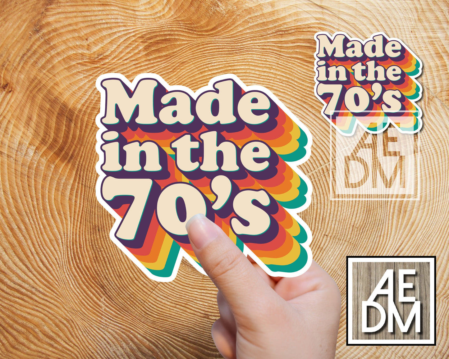 Made in the 70s Baby Sticker Bubble Font Customizable Colors Vinyl