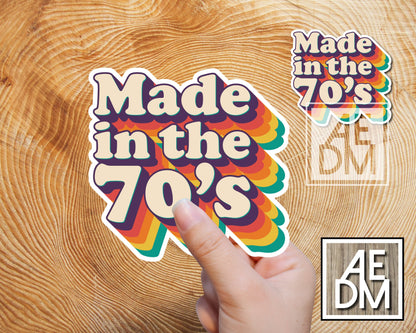 Made in the 70s Baby Sticker Bubble Font Customizable Colors Vinyl