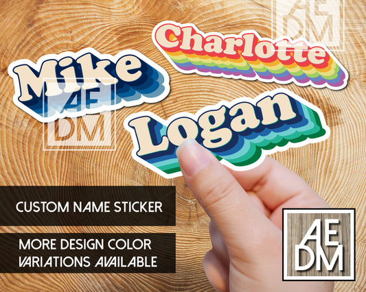 Personalized Sticker Bubble Retro Font Customizable Colors Vinyl