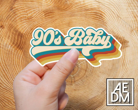 90s Baby Sticker Retro Font w/ Customizable Colors Vinyl Kiss Cut