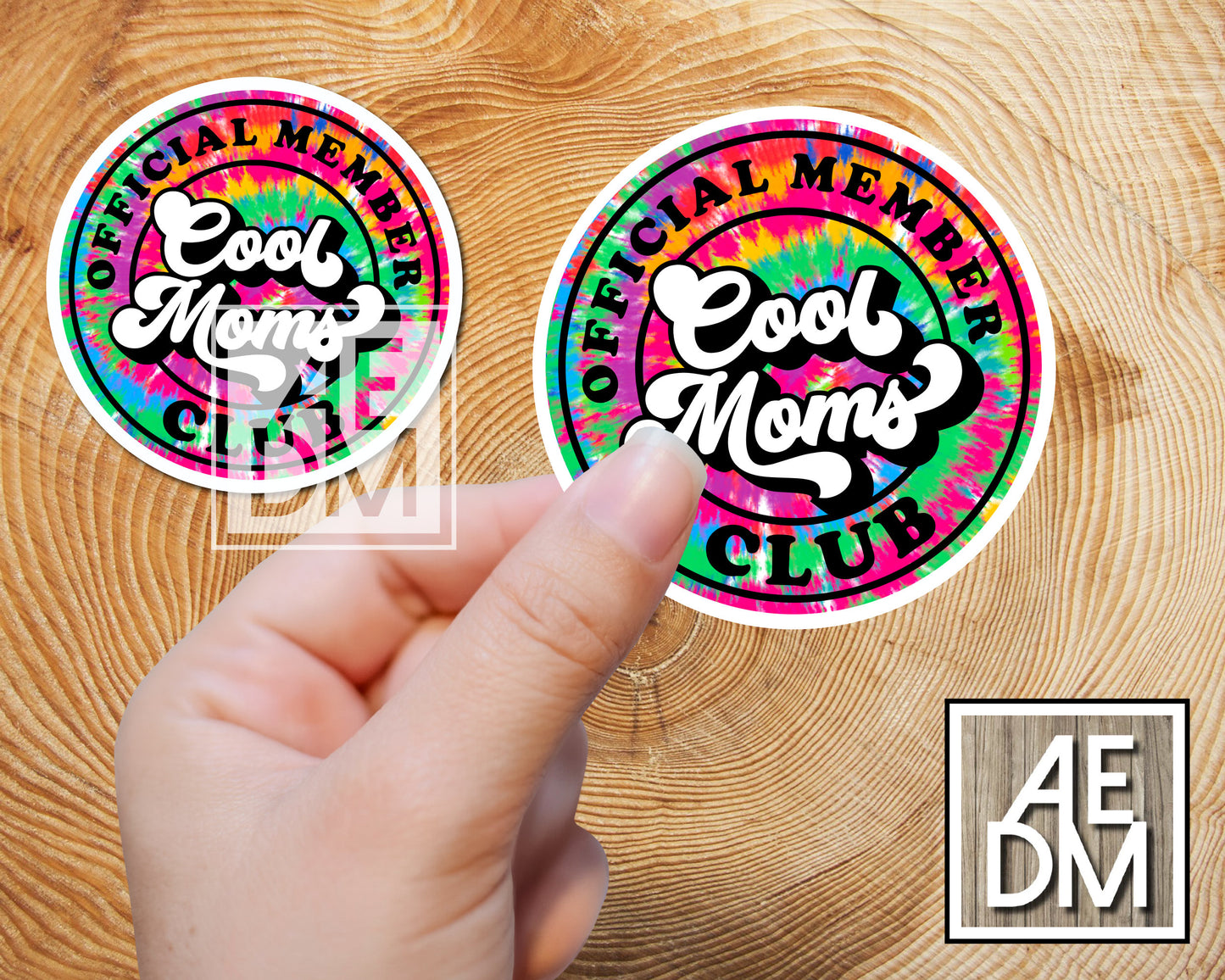 Cool Moms Club Sticker Tie Dye Retro Font Vinyl Kiss Cut