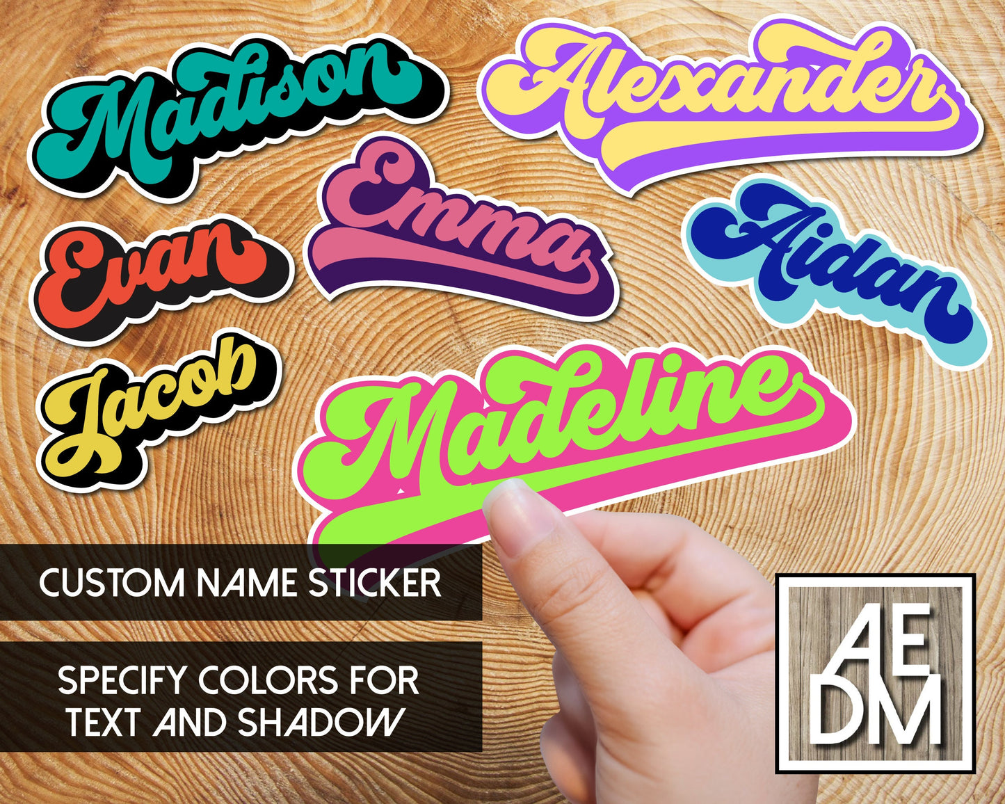 Personalized Sticker Retro Font Customizable Colors Vinyl Kiss Cut