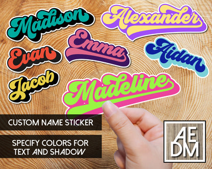 Personalized Sticker Retro Font Customizable Colors Waterproof Die Cut