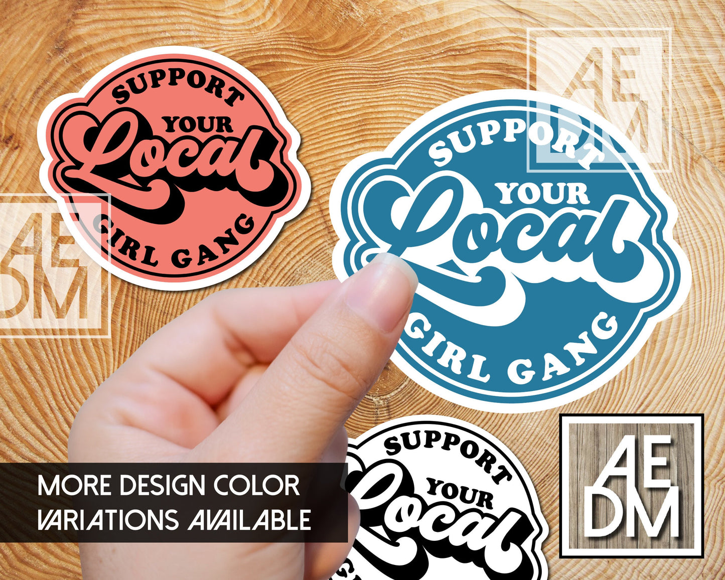 Support Your Local Girl Gang Sticker Retro w/ Customizable Colors Vinyl