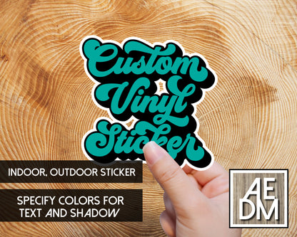 Personalized Sticker Retro Font Customizable Colors Waterproof Die Cut
