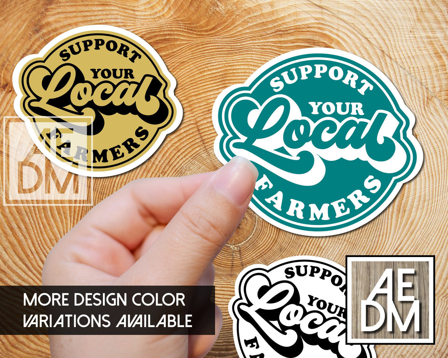 Support Your Local Farmers Sticker Retro w/ Customizable Colors Vinyl