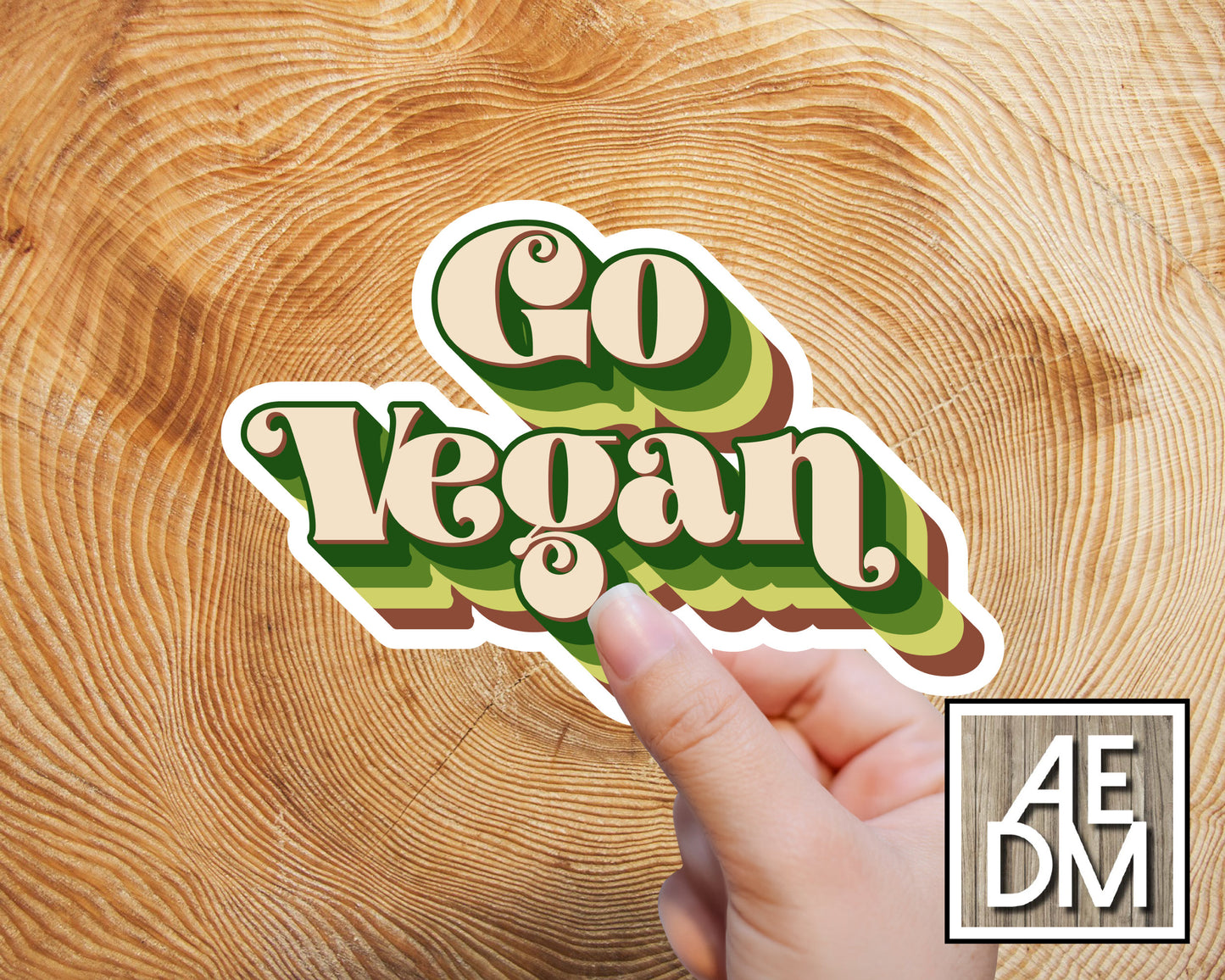 Go Vegan Sticker Pretty Retro Font Glossy Finish Vinyl Kiss Cut