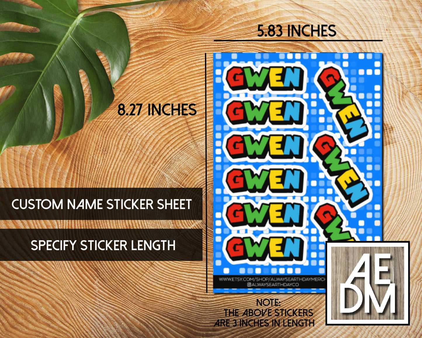 Personalized Sticker Sheet Video Game Font Customizable Colors Vinyl Kiss Cut