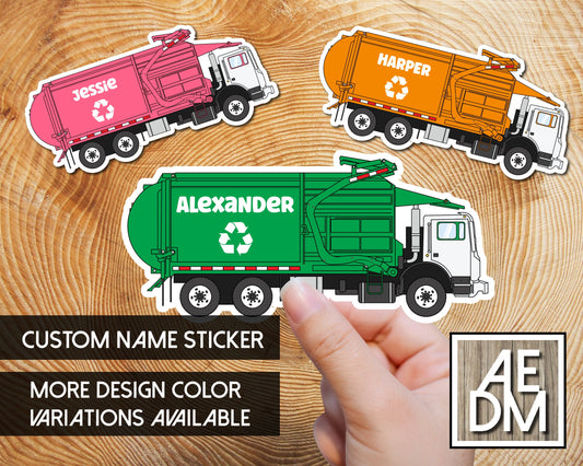 Personalized Garbage Truck Sticker Customizable Colors Vinyl