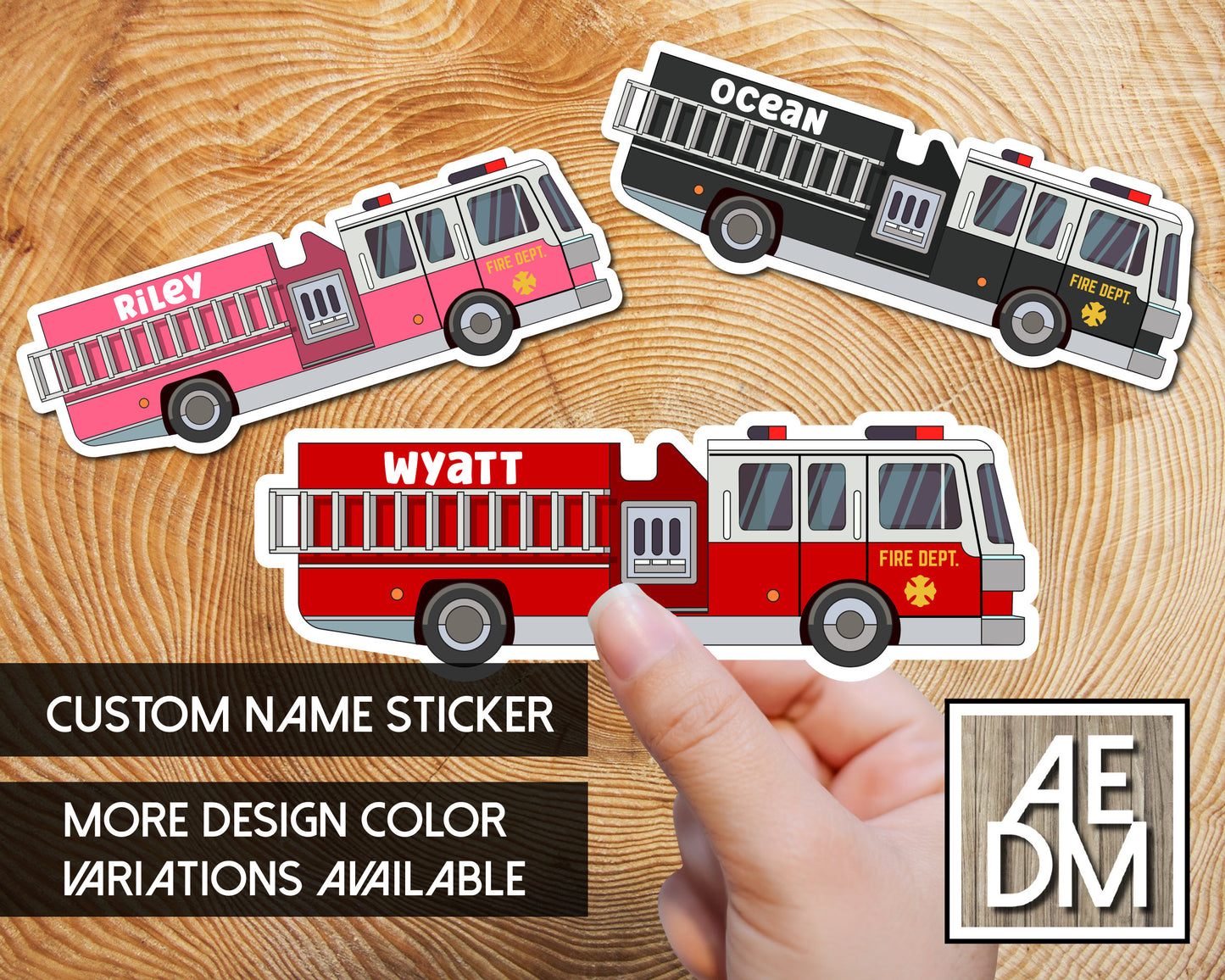 Personalized Firetruck Sticker Customizable Colors Vinyl