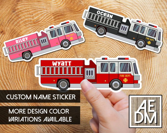 Personalized Firetruck Sticker Customizable Colors Vinyl