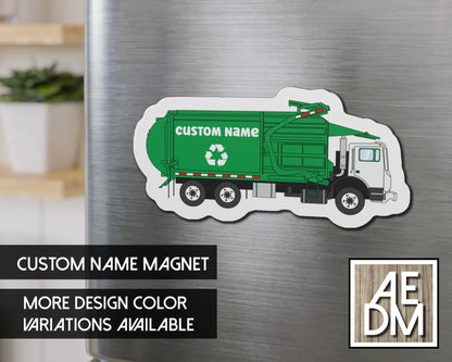 Personalized Garbage Truck Magnet Customizable Colors Weatherproof Vinyl