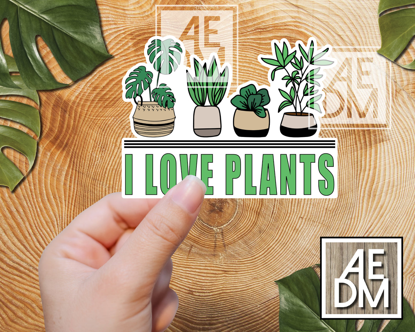 I Love Plants Sticker Glossy Finish Vinyl Kiss Cut